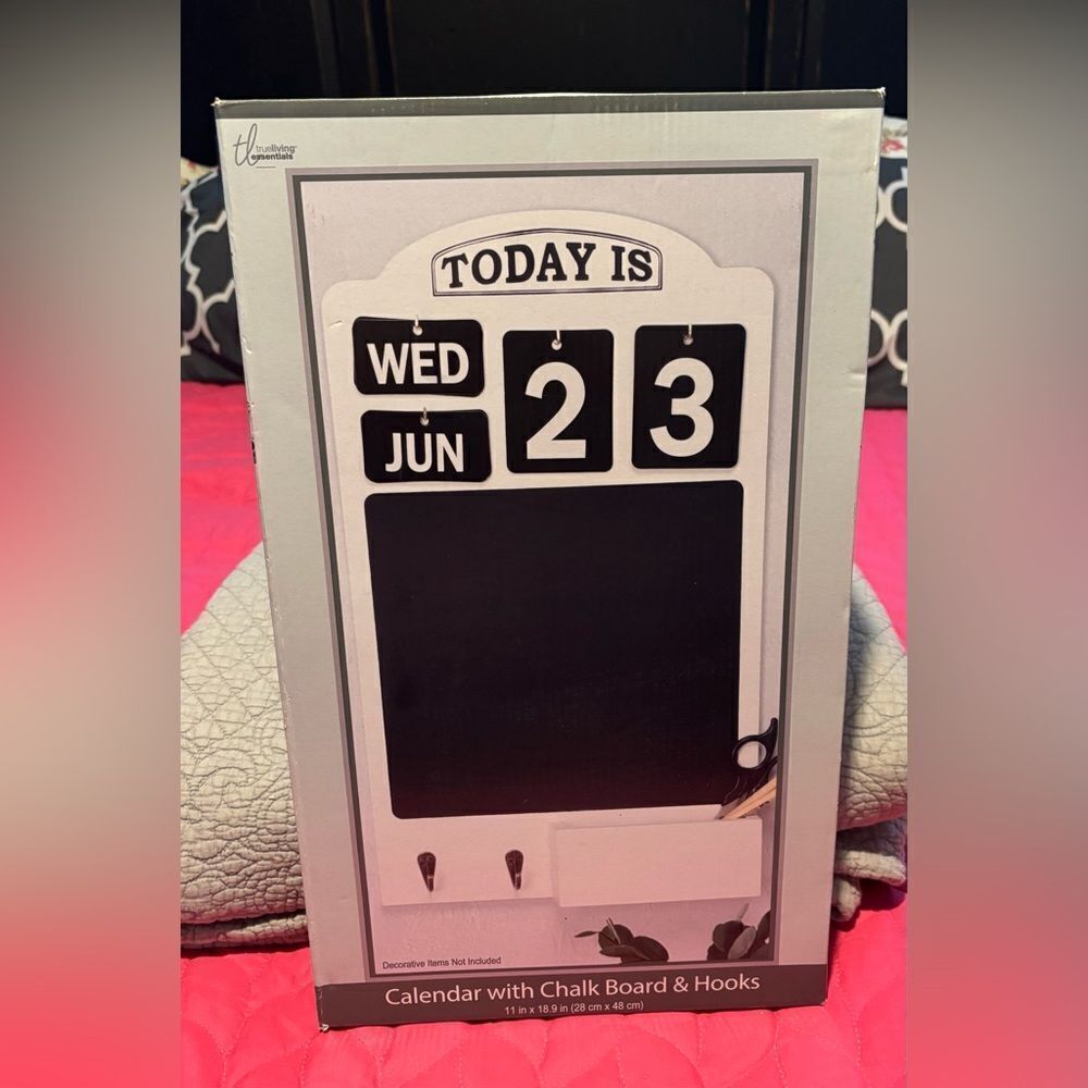 NEW! Calendar with Chalk Board & Hooks NWT